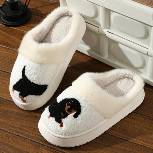 Dachshund Dog Slippers for Women Men Cute Fluffy Fuzzy Plush Funny Indoor Outdoor Warm Soft Indoor Outdoor Non-slip3