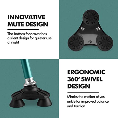 Kinggear Adjustable Cane For Men & Women - Lightweight & Sturdy Offset Walking Stick (Led-Blue) #TOP2