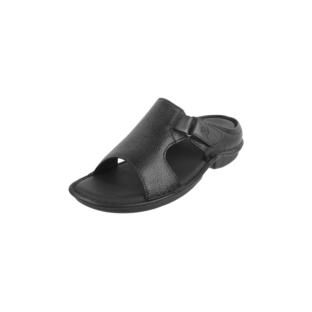 metro Men Sleek Velcro Adjustable Comfortable Stylish Leather Casual Slippers-picture-17