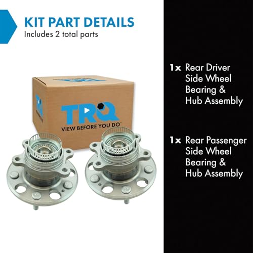 Image of TRQ Rear Left and Right Wheel Bearing and Hub Assembly Set 2 Piece Compatible with 2007-2010 Hyundai Elantra 2011-2012, Touring SE 2011-2012 Elantra Touring GLS