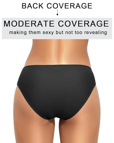 Image of Women Bikini Bottom Full Coverage Bathing Suit Bottoms Swimsuit Bottom | Low Waist Design, Side Strap Cutout, Full Rear Coverage, Secure Fit, Soft Breathable Fabric