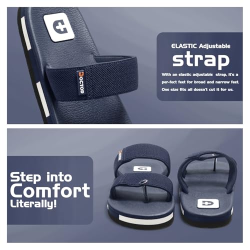 Image of DOCTOR HEALTH SUPER SOFT Men's Double Strap Casual Slides | Lightweight Cushioned EVA Slippers | Anti-Slip Comfortable Open Toe Sandals for Indoor Outdoor Everyday Wear