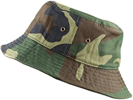 The Hat Depot Youth Kids Washed Cotton Packable Bucket Travel Hat Cap (7-10yrs, Woodland Camo)