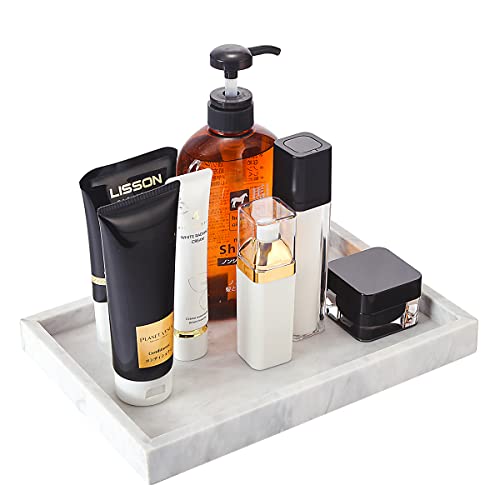 10"X6" Moreast Real Natural Marble Vanity Tray, Genuine Marble Storage Tray For Home Decor, Large Stone Tray For Bathroom/Kitchen/Vanity/Dresser, Non-Resin/Non-Ceramic, 10 X 6 Inch #TOP4