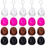 PCTCSHQ 20 Pcs Mini Cowboy Hat Keychain Plastic Western Party Decor for Car Key Accessory Cowgirl Cowboy Bachelorette Birthday Party Favors（Mix Color）
