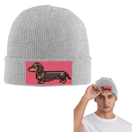 Dibujo de teckel Sombrero de Punto cálido Sombrero de Moda Gorro de Exterior Otoño Invierno Gorros de Exterior para Adultos Unisex