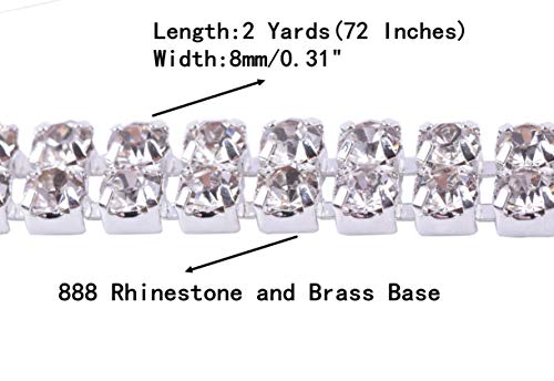 Kaoyoo 2 Rows 2 Yards Crystal Rhinestone Close Chain Trim For Sewing Craft,Diy Decoration,4.0Mm/0.16" #TOP1