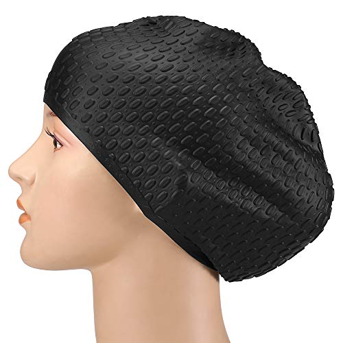 Touca de natação de silicone para adultos homens mulheres touca de natação para cabelos longos cabel