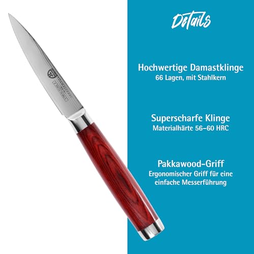 Foto von GRÄWE Damastmesser, Messer aus Damaststahl, Scharf, Damaszener Santokumesser, Damast Küchenmesser, 10 cm Klinge, asiatisches Kochmesser mit Geschenkbox