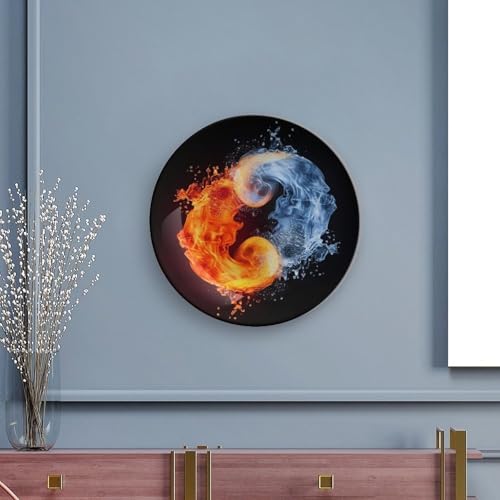 Plato decorativo Yin Yang Fire Water de cerámica 7 pulgadas miniatura 5