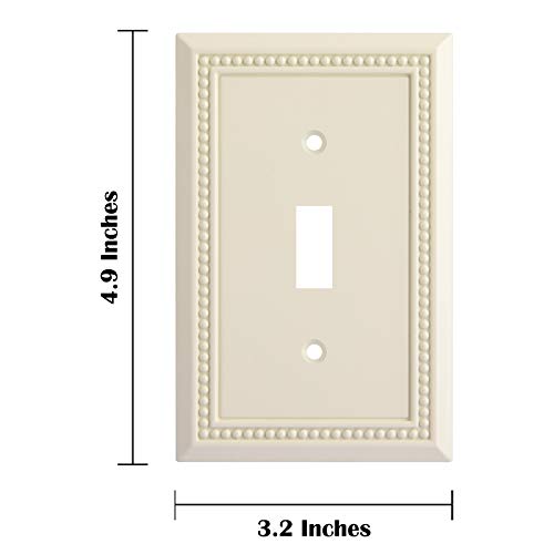 Image of Henne Bery Sunken Pearls Heavy Duty Decorative Wall Plate Switch Plate Outlet Cover, Durable Solid Zinc Alloy (Single Toggle 2PK, Light Almond)