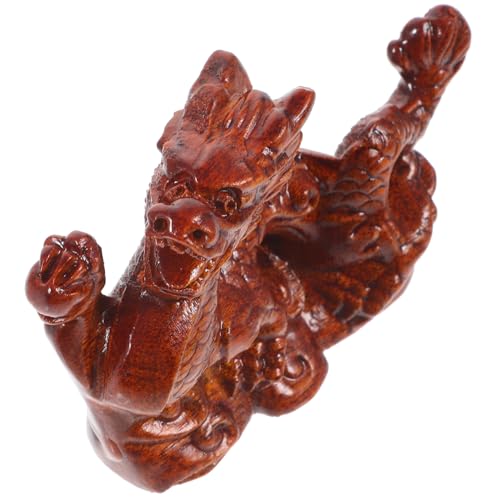 Gatuida Estatua De Dragón De Madera Miniatura 10 Cm, Adorno De Escritorio Creativo, Decoración De Animales De Madera Elegante para Hogar y Oficina