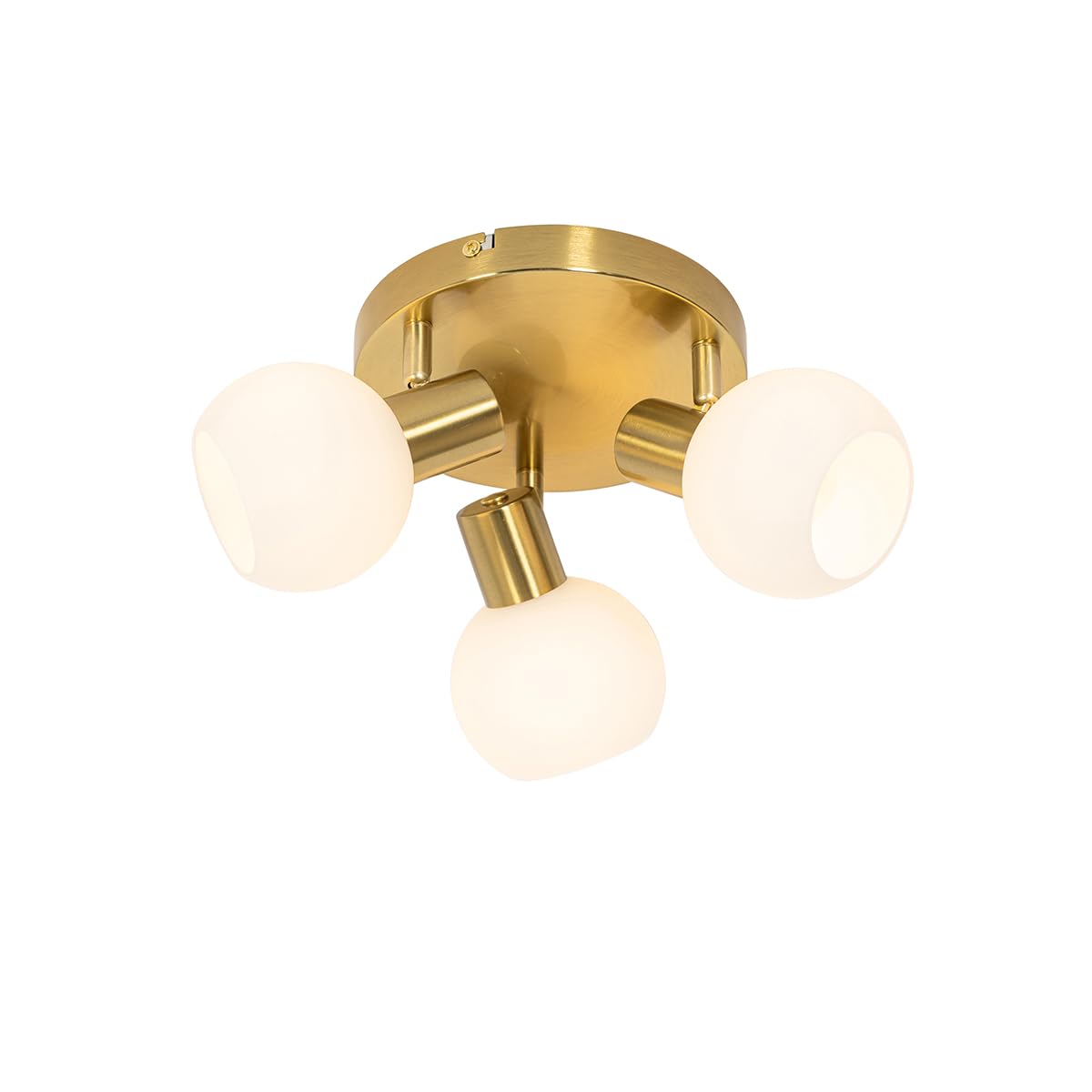 Qazqa - Ceiling Spotlight Gold with Opal Glass 3-Light Adjustable - Anouk- - Art Deco - Suitable for LED E14 | 3 Way Light - Glass Surface-Mounted spotway Light - Suitable for Living Room I Kitchen