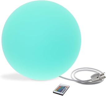 Modern Home Color-Changing LED Glow Ball - 16-Color Remote-Controlled Light Sphere w/Power Cord Indoor/Outdoor Ambient Mood Lighting, Waterproof, Plug-in 20"