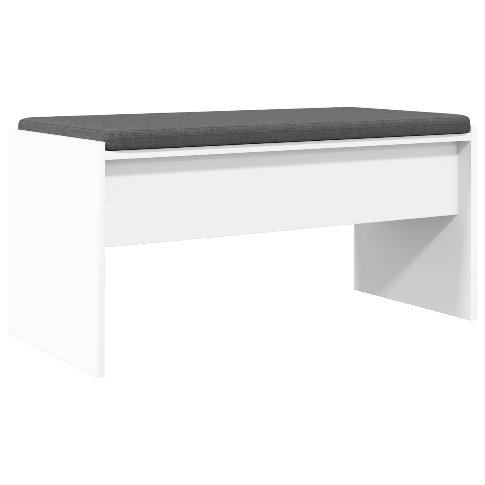 Banco moderno rectangular con cojín, color blanco, 83 x 38 x 40 cm, banco de madera con patas estables, superficie de fácil cuidado, ideal para pasillo y entrada