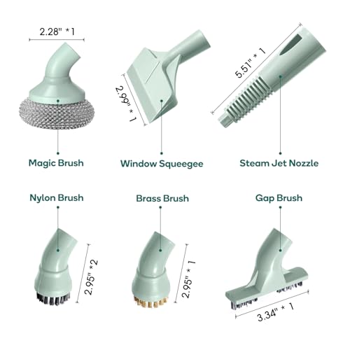 Newbealer 11 Pieces Replacement Accessories for All-in-1 Steam Mop & Detachable Handheld Cleaner NB602N, Brass, Gap, Nylon, Magic Brushes, Steam Jet Nozzle and Squeegee (Mint Green 11pcs) - Thumbnail 3