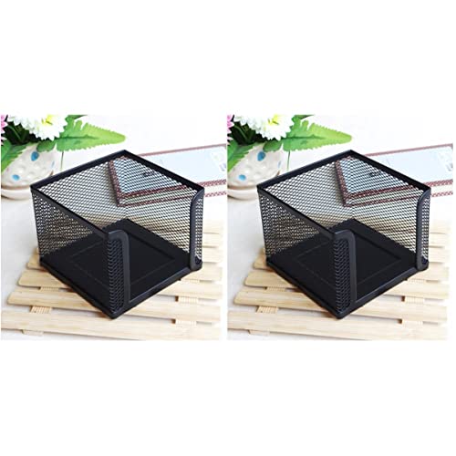 Operitacx 2pcs Metal Mesh Note Paper Holder Square Desktop Accessory for Home Office Black Wire Organizer for Memo Cards and Documents Lightweight and Ergonomic Design