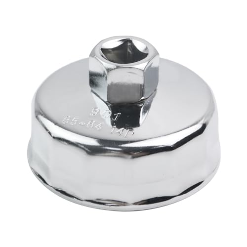 Modengzhe Oil Filter Wrench,901 Oil Filter Socket Automotive Steel Socket Wrench Removal Tool (65mm 14Flute)