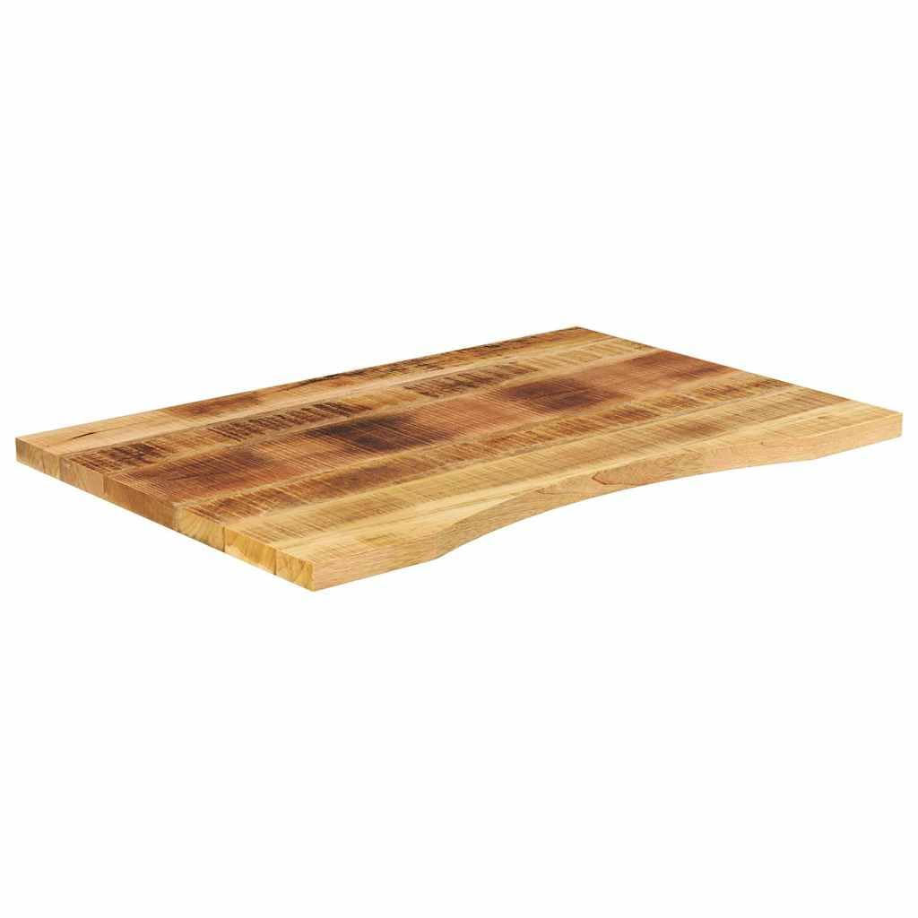 Hothingwell Blat biurkowy z surowego litego drewna mango 100 x 50 x 2,5 cm, uniwersalny blat stołu do biura, pisania lub jadalni, rustykalny design i łatwa powierzchnia