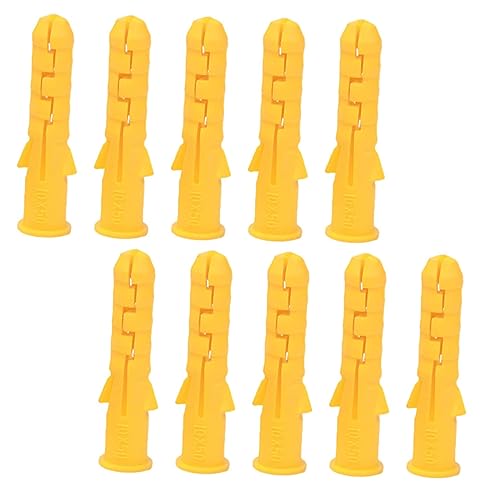 TIDTALEO 200Pcs Yellow Ribbed Plastic Anchor Expansion Tube Kit for Drywall Wall Plugs Suitable for Various Materials for Cabinet and Frame Installation