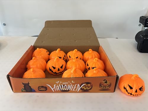Image of 12PCS Halloween Decor Candle for Indoor Home Decoration, Mini Flameless Jack-o'-Lantern Pumpkin Candle for Halloween Party Gifts Table Spooky Decor, Ghost Face Spooky Tea Light