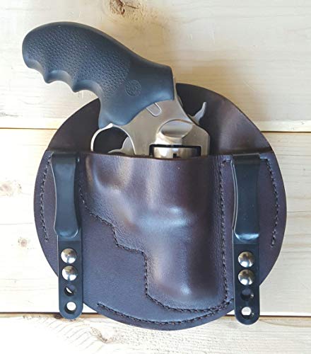 Bass Tactical Molded Leather Concealed Carry Holster IWB Tuckable Fits Ruger LCR SP101 Taurus 85 (Up to 2.25" Barrel) Walther PPK LCR LCP LC9 LC9s XDs XDm S&W J Frame M&P