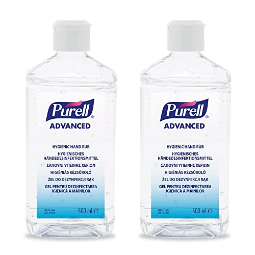 PURELL Advanced Hygienisches Desinfektionsmittel für Hände für Desinfektionsspender Eurospender Armhebelspender 500ml - Doppelpack Nachfüllung Cover