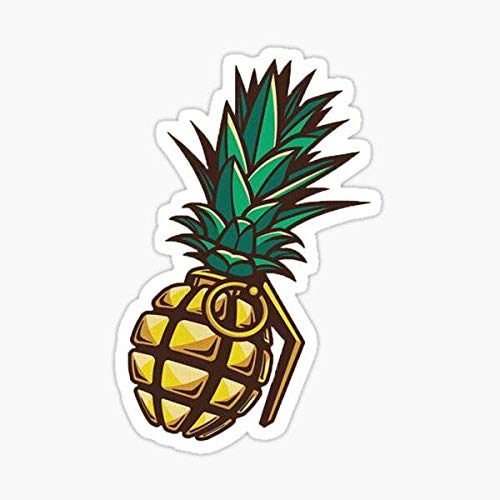 2 pcs Cool Pineapple Grenade Sticker Decal, 4 inches - Perfect for Laptop, Window, Car Bumper, Water Bottle, Skateboard, Snowboard Stickers