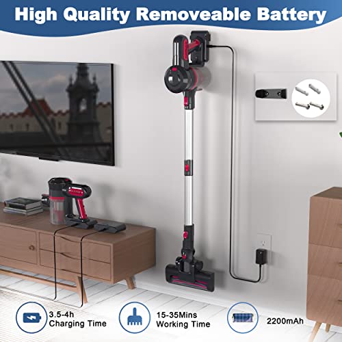 Cordless Vacuum Cleaner, 25Kpa Brushless Motor Stick Vacuum Up To 35 Mins Runtime, 4-In-1 Vacuum Cleaner With 2200Mah Rechargeable Battery, Lightweight Stick Vacuum For Hardwood Floor Pet Hair #TOP2