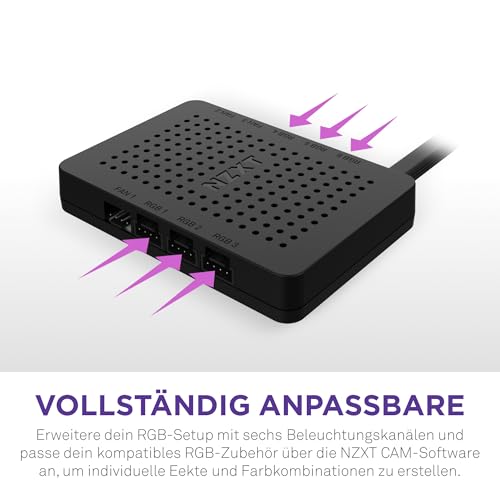 NZXT RGB & Fan Controller - AC-CRFR0-B1-6 RGB-Beleuchtungskanäle - 3 Lüfterkanäle - Anpassung der Beleuchtung - Schwarz