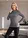 ATTRACO Women Thermal Underwear Top Zip Neck Thermal Shirts Long Sleeve Base Layer Top Grey M