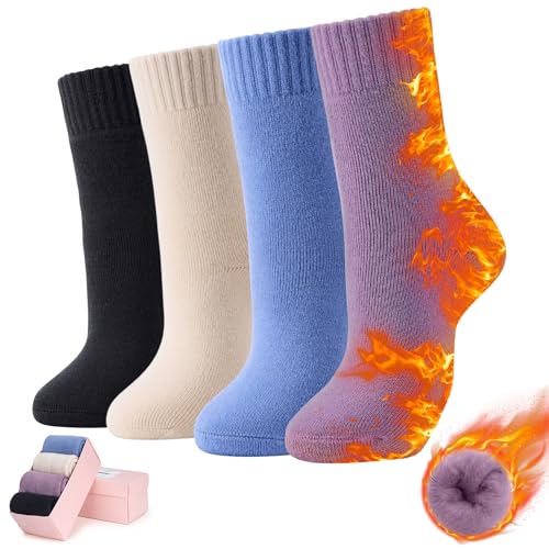 SISOSOCK Thermal Warm Soft Cozy Fluffy Socks for Women, Extreme Cold Weather Thick Heated Socks, Plush Winter Gifts for Women