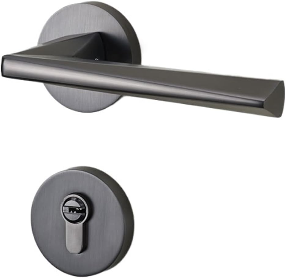 Gray Door Lock Indoor Bedroom Household Magnetic Silent Split Lock Door Handle Solid Wood Door Lock(B Matte Gray Silent 35-50mm)