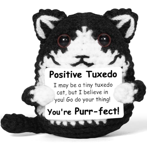 AICase Tuxedo Cat Gifts Positive Crochet Animals, Emotional Support Nuggets Funny Tuxedo Cat Lover Gifts for Women Men Mom Dad Birthday Christmas Stocking Stuffers Cute Themed Decor Stuff Merch