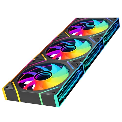 Image of prism4 EX 120mm PC Reverse Blade ARGB Case Fan,Infinity Mirror RGB Light Effect 5V 3PIN Motherboard Light Sync 800~1850RPM PWM PC Fans (Black Forward-5Pack)