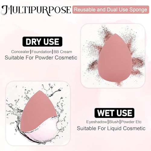 Image of Ultra Soft Professional Sponge Set for Face Makeup (4 Pcs) | Makeup Sponges for Liquid & Cream Products | Latex-Free, Reusable & Washable (Multicolor)