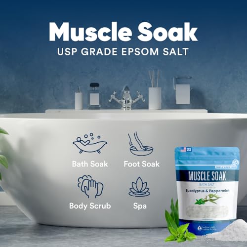 Muscle Soak Bath Salt 32 Ounces (2 Lbs) Epsom Salt with Natural Peppermint and Eucalyptus Essential Oils Plus Vitamin C in BPA Free Pouch with Easy Press Lock Seal Made in USA - Image 5