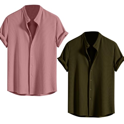 Image of GRECIILOOKS Men's Polycotton Regular Fit Casual Shirt | Stylish | Printed | Solid | Short Sleeve | Trendy (Available in Plus Size)