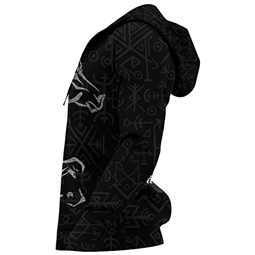 Sweat à capuche hommes imprimé 3D viking idéal pour vos sorties motard