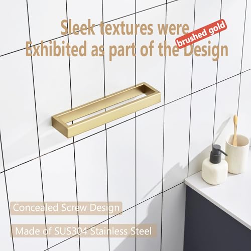 Image of KOKOSIRI Towel Bar Brushed Gold Hand Towel Holder 12 Inch Kitchen Towel Hanger Rack Stainless Steel Bathroom Hardware Wall Mounted, 1 Pack B4008BG-L12