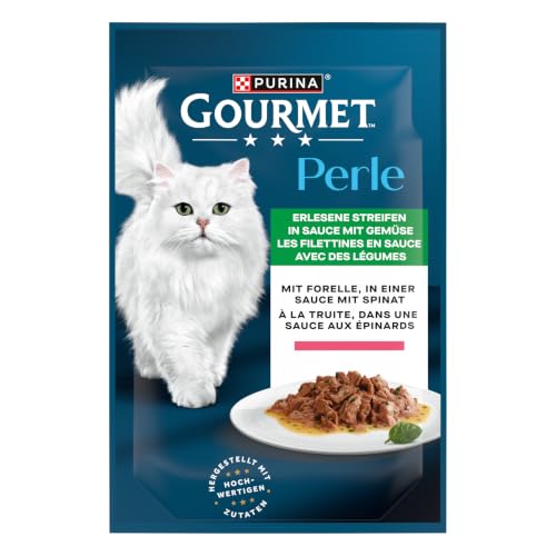 GOURMET Perle Erlesene Streifen Katzenfutter nass, mit Forelle, 26 x 85g