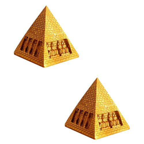 Pyramide en résine dorée objet déco maison et bureau collection mystique créative - 2