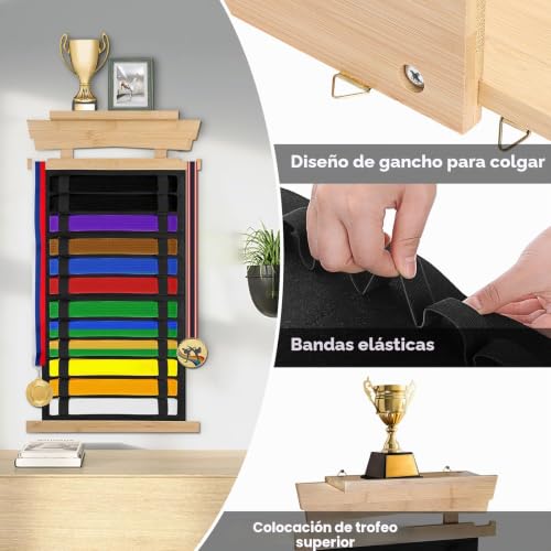 Soporte de exhibición de medallas y cinturones para regalar a karatekas 4