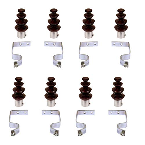 Buy Grownix Curtain Finials with Supports (Wooden) Pack of 16 Pieces