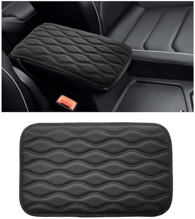 Car Center Console Pad, Waterproof Auto Armrest Seat Box Cover, PU Leather Arm Rest Protector Cushion Pad, Universal Vehicle Interior Protection Accessories for Car SUV (Black)