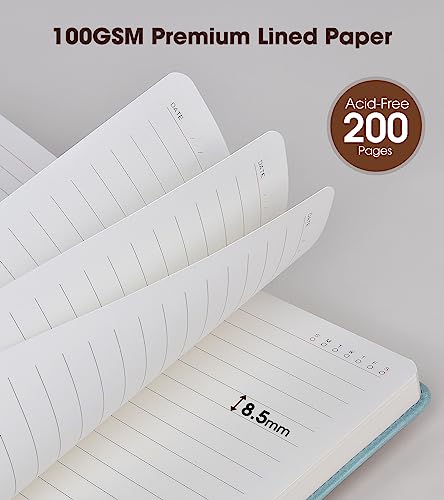 Image of Lined Journal Notebook with Pen, A5 Personalized Hardcover Leather Journal for Men Women, 200 Pages 100 GSM Thick Paper College Ruled Notebooks for Work Travel School Writing Diary 5.9 inch X 8.4 inch