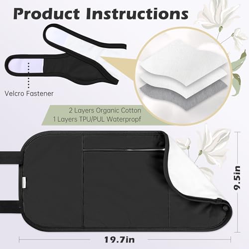 Image of 2 Pack Castor Oil Pack Wrap Organic Cotton for Liver Detox, Reusable Castor Oil Compress Highly Absorbent Anti Oil Leak, Black（Oil are Not Include