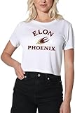 Elon University Phoenix Women's Crop Top T-Shirt, White, Small