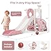 Toddler Slide, Outdoor Indoor Slide for Toddlers 1-3, Freestanding Slides with Basketball Hoop, Telescope, Storage Space and Non-Slip Steps (Pink)