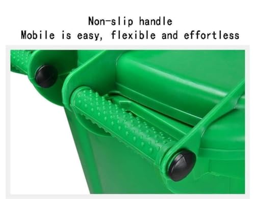 Cubo de basura verde de 30L con ruedas para exterior e interior 4